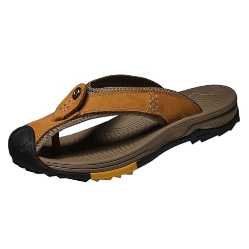 YIzdegg tåsandaler dam läder – bågstöd flip flops mjuk sula sandaler ventilerande pantoletter ultrakudde tåseparator komfort halkfria rehaba-sandaler sommarskor utomhussandaler, GUL, 44 EU