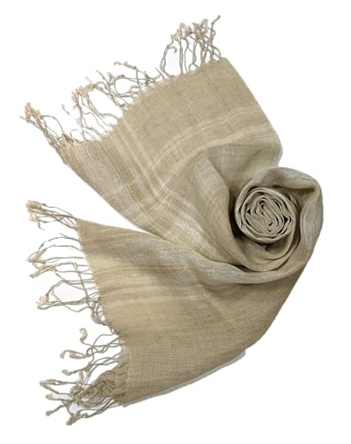 Image of Shanlin Unisex Natural Color 100% Linen Scarves for Men and Women