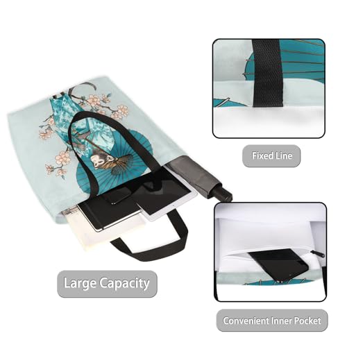 Watercolour Tree Branch Flower Monkey Umbrella Large Capacity Canvas Tote Bag Stylish Handheld Shoulder Bag Reusable Shopping Bag for Work Travel Beach Trips Shopping2