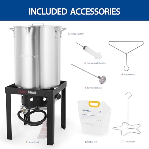 Image of OuterMust Propane Turkey Fryer Set Turkey Fryer Pot with Burner, Outdoor Cooking Pot Ideal for Cooking Crawfish, Turkey, and Crab for Thanksgiving Gathering