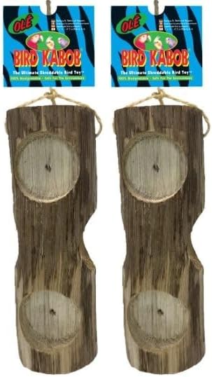 BIRD KABOB Ole - 2 Pack - an All-Natural, Holistic, Veterinarian Recommended, Earth Friendly, shreddable Cylinder-Shaped Hanging Bird Toy Made of Yucca