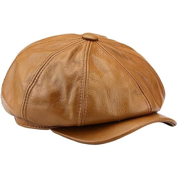 Ośmiokątne kapelusze ze skóry bydlęcej, brytyjski beret, styl vintage, modny kapelusz typu bakerboy, retro gazeciarski kapelusz dla mężczyzn