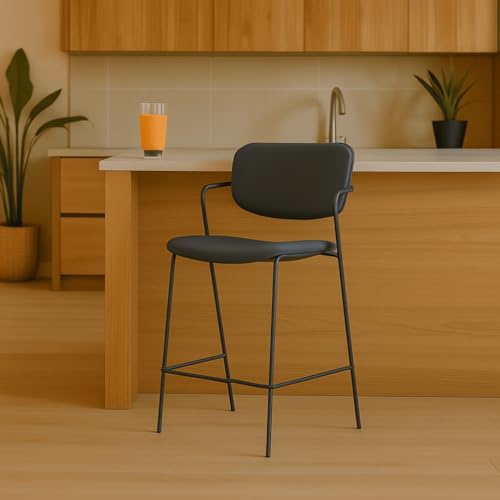 Tabouret îlot central 66 cm stable lot de 2 noir MAIKA - 3
