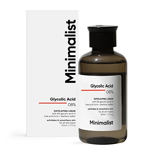 Minimalist 8% Glycolic Acid Toner For Glowing Skin | Multi-functional Exfoliating Toner With Bamboo Water for Body, Face, Underarms & Scalp | For Women & Men | 150 ml Minimalist 8% Glycolic Acid Toner For Glowing Skin | Multi-functional Exfoliating Toner With Bamboo Water for Body, Face, Underarms & Scalp | For Women & Men | 150 ml
