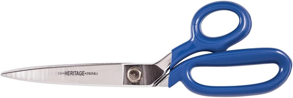 Klein Tools G210LRBLU Scissors, Made in USA, Bent Trimmer with Large Ring and Coating Handles, 10-Inch