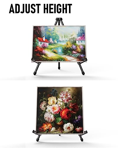 Nicpro Tabletop Easel Stand For Display, 14” Small Black Steel Portable & Adjustable Table Tripod Easels For Canvas Paintings, Framed Pictures, Event Signs, Posters- With Carry Bag #TOP4