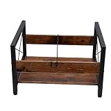 Aramox Portadisco per Album, da 50 a 100 Dischi, Clip Divisorie | Portaoggetti con separazione dei generi, struttura a X in legno e ferro, mensola del soggiorno o display da tavolo