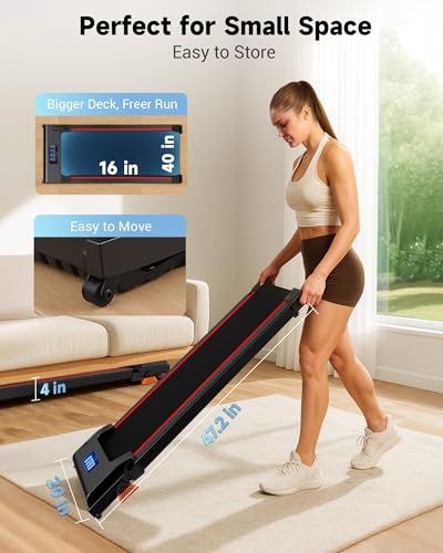 Image of NeoSilent Walking Pad with Incline Under Desk Treadmill 4 Level 9% and BLDC Core, Extra-Large Belt, App and Remote Control, Compact Mini Treadmills for Home Office Portable for Small Space