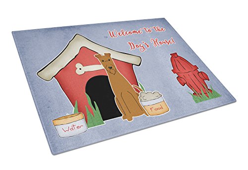 Caroline's Treasures BB2816LCB Dog House Collection Irish Terrier Glass Cutting Board Large Decorative Tempered Glass Kitchen Cutting and Serving Board Large Size Chopping Board