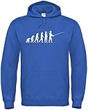 40° waschbar Textildruck Universum Hoodie Angler Evolution S bis 5XL (Royalblau, XL)