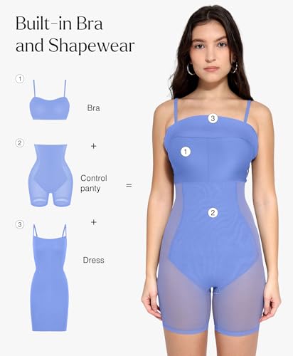 Image of Popilush Club Dresses for Women Built in Bra Dress Tummy Control Shapewear Mini Cocktail Dress Party Date Night Bodycon