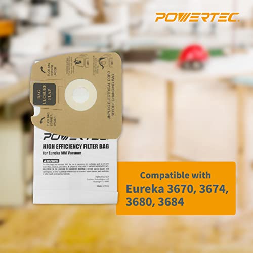 Image of POWERTEC 75058 Filter Bags for Eureka 60297A MM Canister Vacuum, 10PK