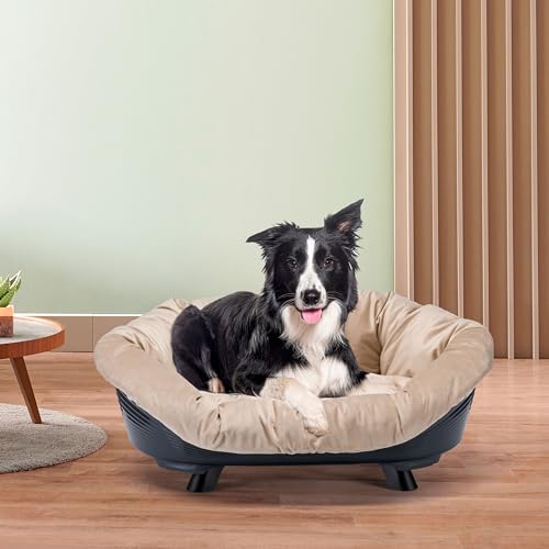 Lit surélevé pour chien et chat Ferplast noir 85x62cm avec coussin lavable