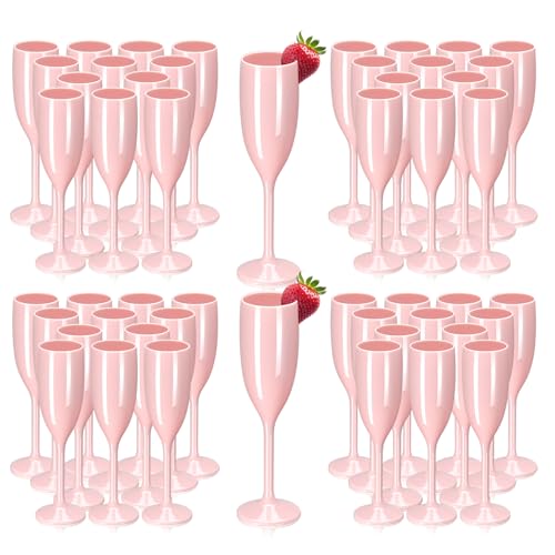 Acrylic Champagne Flutes Set, 5.4 oz, Pink (100)