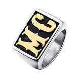 OAKKY Men's European Style Titanium Steel Domineering MC Rings Silver Gold Size 10
