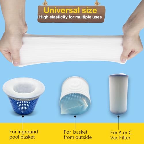 ROMIVO 50 Pack Pool Filter Socks for Skimmer, Skimmer Inground Or Above Ground Filter, Ultra Fine Mesh Screen Liner Basket Sock Scum Saver, Debris Leaves Catcher,White