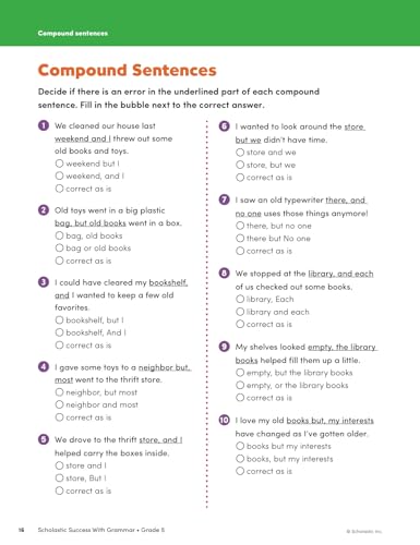 Scholastic 735526 Success With Grammar Grade 5 Workbook thumb #5