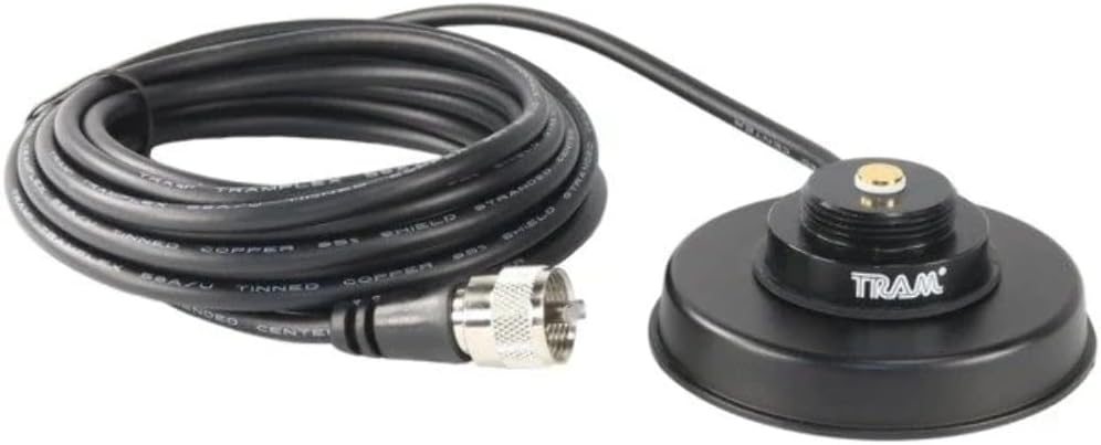 Tram 1235 3-1/4-Inch Black Zinc NMO Magnet Mount with RG58 Coaxial Cable and UHF PL-259 Connector