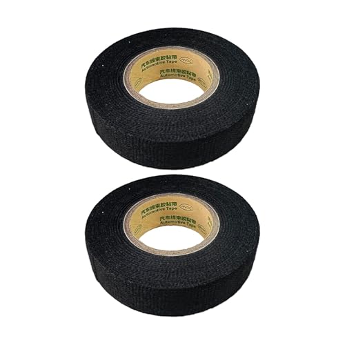 2 Piezas Cinta Aislante Negra Cinta Textil Autoadhesiva Cinta Termica Tejido Resiste Al Calor Para El Hogar El AutomóVil El Equipo, 19mm*10m