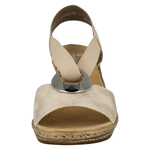 Image of Rieker 624H6 Fanni Women's Wedge Sandals - Lightweight, Comfortable and Supportive - Slip On Sandals with Cushioned Insole and High Wedge for Everyday Stylish Wear