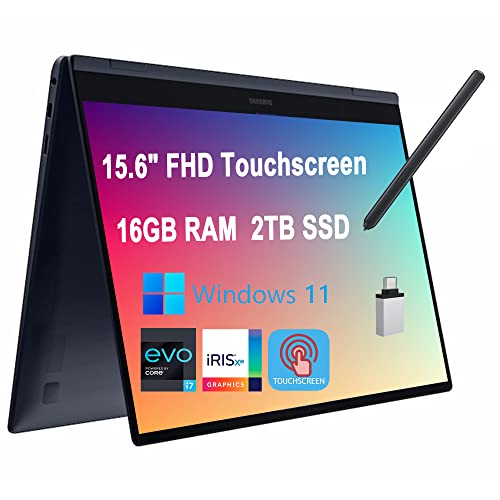 Samsung Galaxy Book Pro 360 2-In-1 Laptop 15.6" Fhd Amoled Touchscreen Intel Evo Platform Core I7-1165G7 16Gb Ram 2Tb Ssd Backlit Fingerprint S Pen Thunderbolt 4 Win 11 + Usb-C Adapter #TOP22