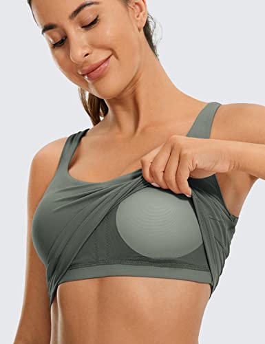 Image of CRZ YOGA Womens Sports Bras V Neck Padded Cropped Tank Top Wireless Yoga Bra