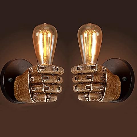 Fist Shape Wall Lamp Industrial Wall Light Fixture Retro Rustic Loft Antique Wall Lamp E27 Vintage Wall Sconce Decorative Fixtures Lighting,C Cover