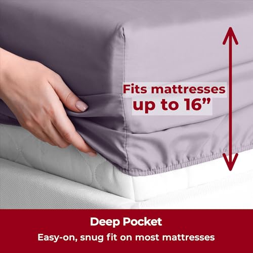 Image of Mellanni Split King Sheets Set - 5 PC Iconic Collection Bedding | Hotel Luxury, Extra Soft, Cooling Bed Sheets - Wrinkle, Fade, Stain Resistant (Split King, Hazy Lilac)