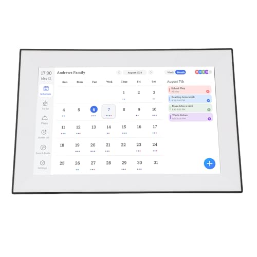 MENDUNER 10,1-Zoll-Digitalkalender mit WiFi-Touchscreen, AI-Fotorahmen, Aufgabentabelle, Essensplaner, Sprachaufzeichnung, Synchronisierung mit Outlook ICloud, (EU-Stecker)