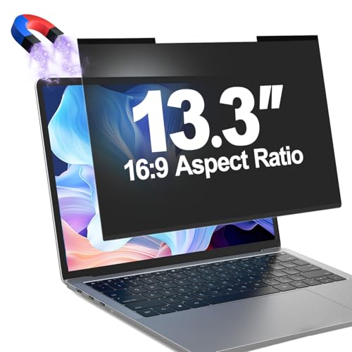 Image of Magnetic Laptop Privacy Screen Filter 13.3 Inch for 16:9 Computer Monitor, Removable Anti Blue Light Privacy Shield, Anti-Glare Protector Compatible with Dell Hp Asus Lenovo