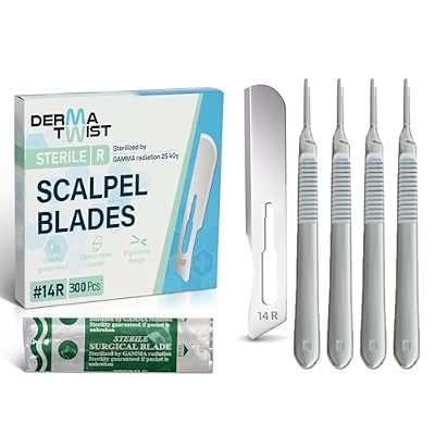 DermaTwist 14R Dermaplane Blades & #3 Scalpel Handle Professional Dermaplaning Tool for Face with Pack of 300 14R Dermaplane Blades & Stainless Steel Pack of 4#3 Scalpel Handle
