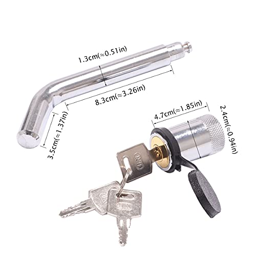 Kajimotor 5/8" Receiver Trailer Hitch Lock Bent Hitch Pin Lock Trailer Receiver Hitch Pin Lock W/ 3 Keys For Class I,Ii,Iii,Iv Hitches For Bike Rack Tray Ball Mount Towing Trailer Truck Car Boat Rv #TOP1