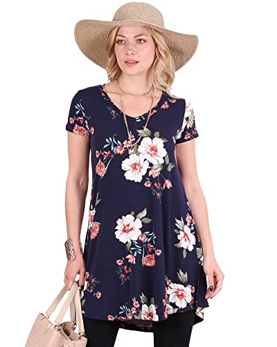 Popana Tunique à manches courtes à porter avec des leggings fabriquée aux États-Unis Chemises à manches courtes pour femme – Haut d'été ample pour femme, St94, Small