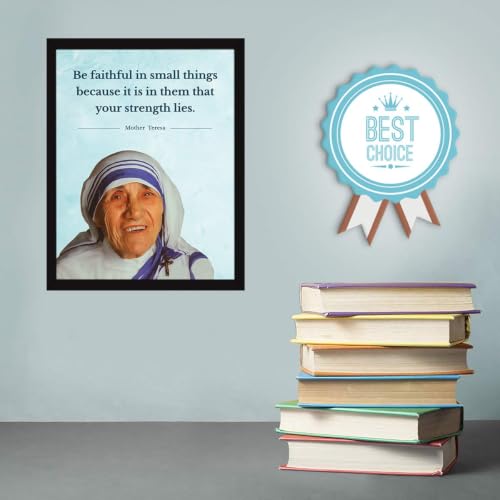 Image of Chaka Chaundh Composite Wood Motivational Mother Teresa Quotes Photo Framed Posters (Blue, Aqua,14 X 11 inches)