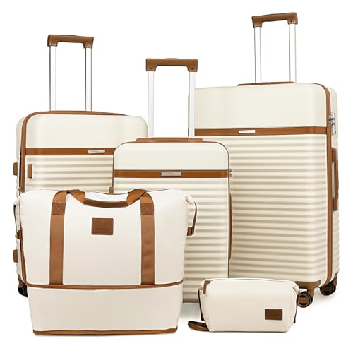 Joyway Kofferset 5tlg von ABS Hartschalen Erweiterbar Trolley Kofferset mit 4 Rollen und TSA-Schloss Der Gepäcksets Enth...