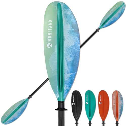 WONITAGO Kayak Paddles with Fiberglass Shaft and Reinforced PP Blade, Floating Adjustable Kayaking...