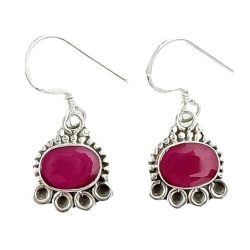 Boucles d'oreilles rubis anti-ternissement argent 925