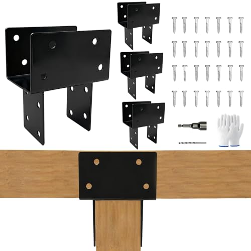 4Pcs 3-Way Heavy Duty Steel Pergola Kits for 4"x4" 4"x6"Lumber,DIY