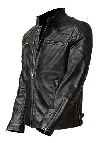 Mens David Beckham Black Real Leather Jacket Vintage Slim FIT Genuine Leather4