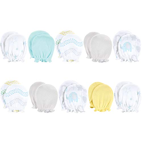 Mitaines pour bébé Luvable Friends anti-griffures en coton uni taille unique