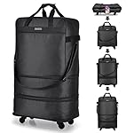Hanke Expandable Foldable Suitcase, Large Suitcases Bag with Spinner Wheels Collapsible Lightweight Rolling Luggage Extend to 20 inch/24 inch/28 inch Travel Bag for Men Women(Black)