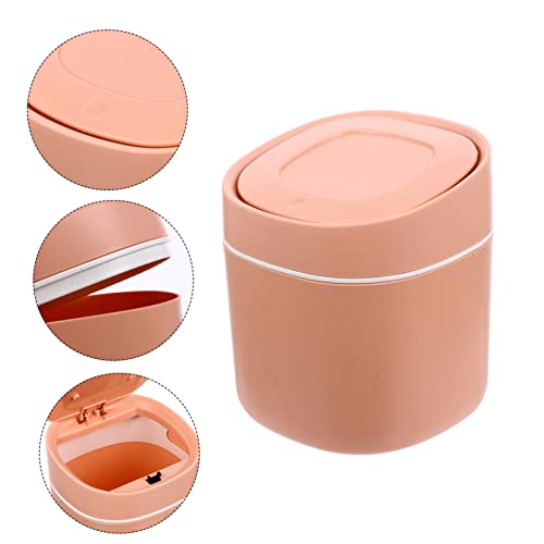 Mini caneca de basura rectangular con tapa rosa miniatura 5