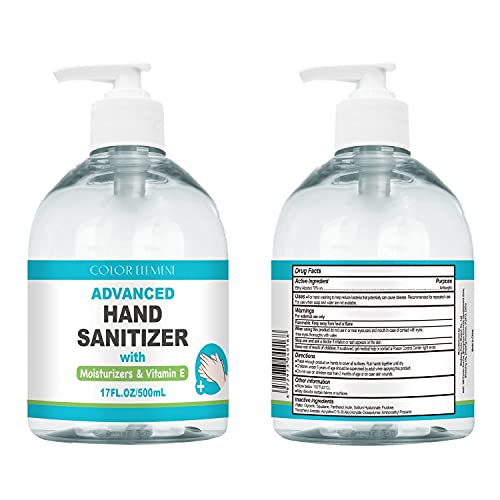 Pack of 16 Color Element Hand Sanitizer pump - Moisturing Hand Sanitizer Dispenser with Vitamin E - Gel Antibacterial Para Manos | 70% Alcohol - 16.9 oz