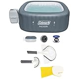 Coleman SaluSpa 6 Person Inflatable Outdoor Hot Tub Spa and Bestway SaluSpa 3 Piece Cleaning Tool Set with Scrub Brush, Mitt, and Skimmer Net
