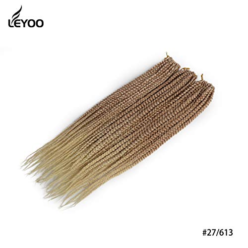 Leyoo 18" Kanekalon Crochet Box Braids (24 Roots/Pack,3 Packs/Box) Small Box Braids Crochet Hair Extension For Women (M 27/613) #TOP1