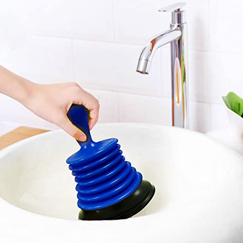 Meadow Lane Small 7" Sink Plunger - Mini Clog Remover for Kitchen & Bathroom Sink Drains - Hand Ergonomic, Space-Saving & Powerful Suction - Universal Fit, Commercial Grade, Blue/White, 2-Pack by Meadow Lane - Image 5