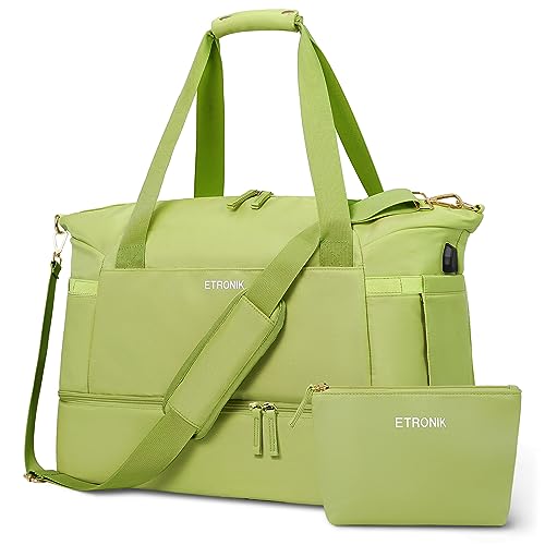 Gym Bag For Women, Sports Travel Duffel Bag With Usb Charging Port, Weekender Overnight Bag With Wet Pocket And Shoes Compartment For Women Travel, Gym, Yoga (Green) Medium #TOP20