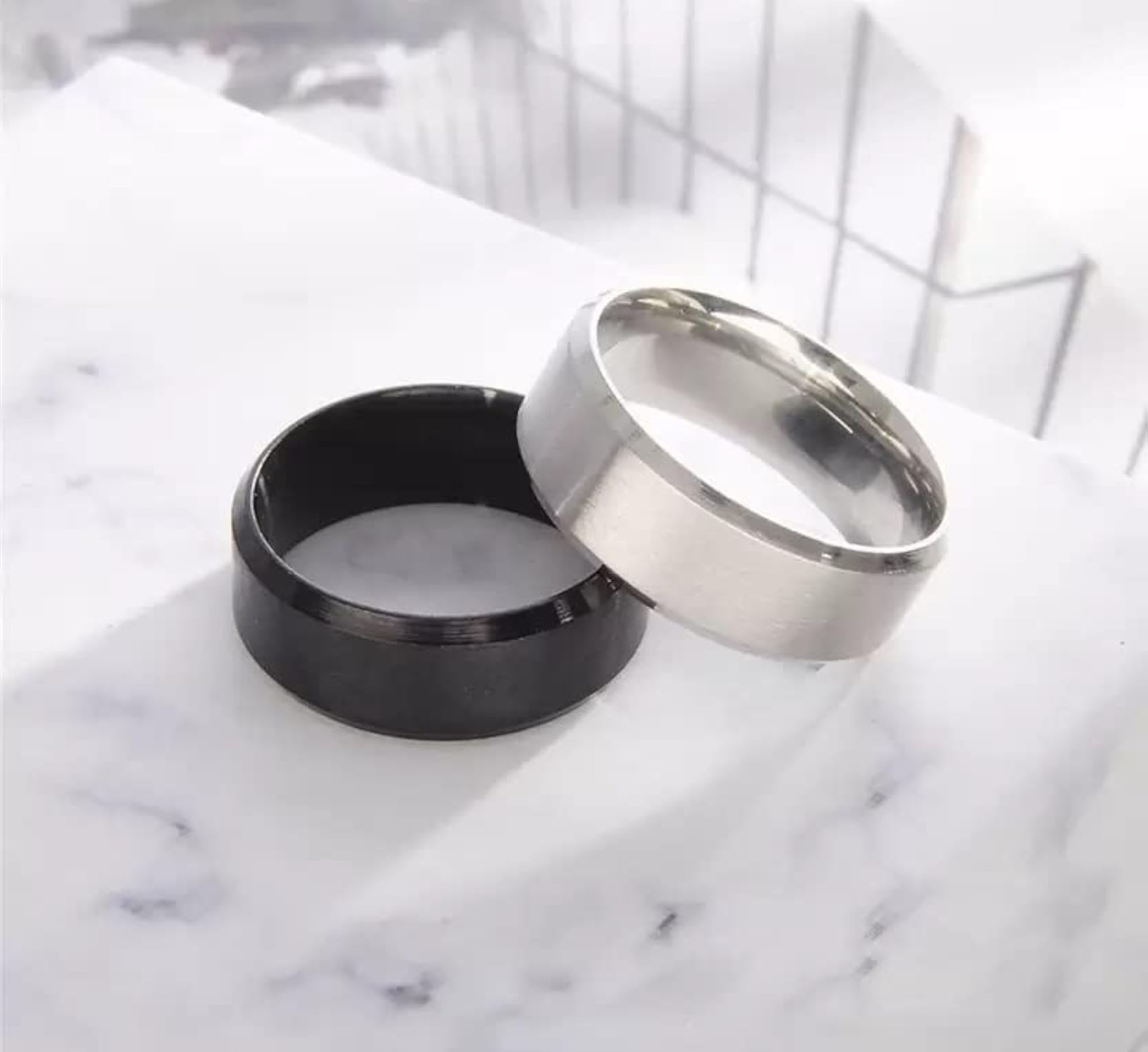 Black & Silver Pure Silver Band Ring, Elegant Design