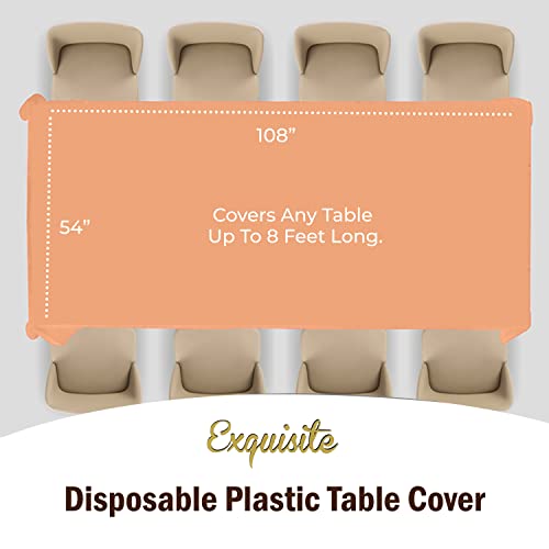 Image of Party Solids Peach Rectangular Plastic Tablecloth - 54x108 Inch, Pack of 24