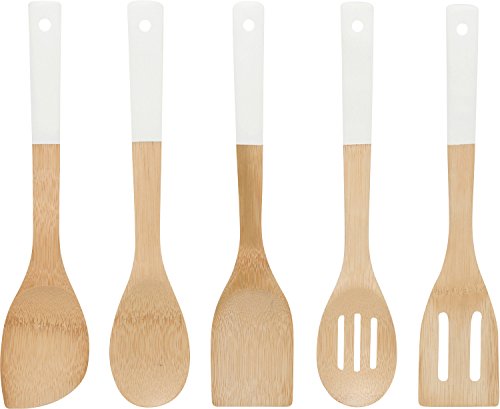 Now Designs Bamboo Utensils, Set of 5, White